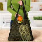 New Zealand Skull Darts Grocery Bag Aotearoa Maori Chest Tattoo Stylized Gold - Aussie Hoodie