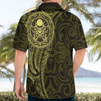 New Zealand Skull Darts Hawaiian Shirt Aotearoa Maori Chest Tattoo Stylized Gold - Aussie Hoodie