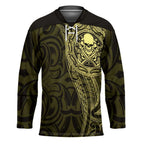 New Zealand Skull Darts Hockey Jersey Aotearoa Maori Chest Tattoo Stylized Gold - Aussie Hoodie