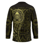 New Zealand Skull Darts Hockey Jersey Aotearoa Maori Chest Tattoo Stylized Gold - Aussie Hoodie