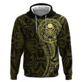 New Zealand Skull Darts Hoodie Aotearoa Maori Chest Tattoo Stylized Gold - Aussie Hoodie