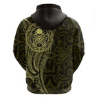 New Zealand Skull Darts Hoodie Aotearoa Maori Chest Tattoo Stylized Gold - Aussie Hoodie