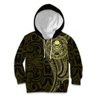 New Zealand Skull Darts Kid Hoodie Aotearoa Maori Chest Tattoo Stylized Gold - Aussie Hoodie
