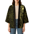 New Zealand Skull Darts Kimono Aotearoa Maori Chest Tattoo Stylized Gold - Aussie Hoodie