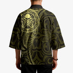New Zealand Skull Darts Kimono Aotearoa Maori Chest Tattoo Stylized Gold - Aussie Hoodie
