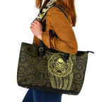 New Zealand Skull Darts Leather Tote Bag Aotearoa Maori Chest Tattoo Stylized Gold - Aussie Hoodie