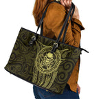 New Zealand Skull Darts Leather Tote Bag Aotearoa Maori Chest Tattoo Stylized Gold - Aussie Hoodie