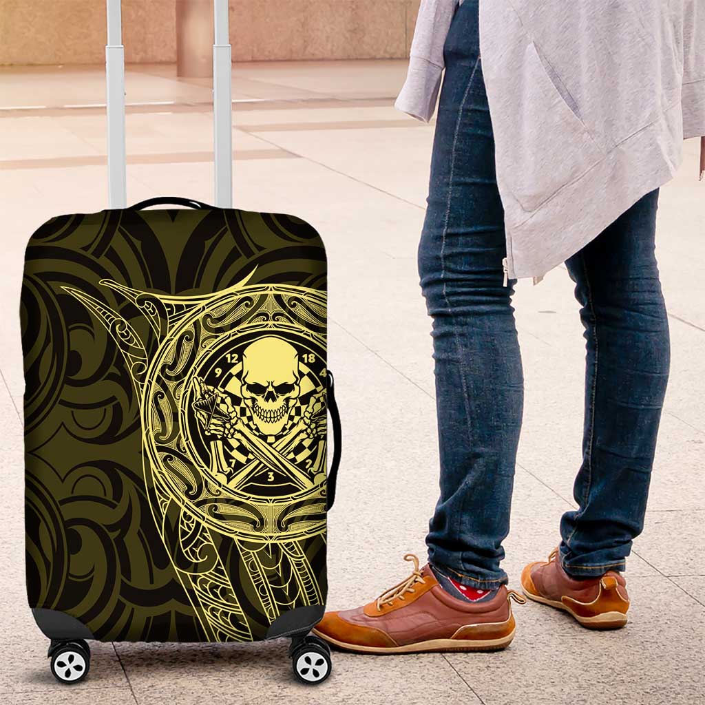 New Zealand Skull Darts Luggage Cover Aotearoa Maori Chest Tattoo Stylized Gold - Aussie Hoodie