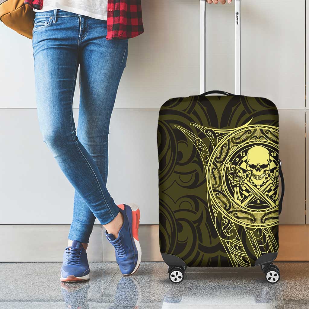 New Zealand Skull Darts Luggage Cover Aotearoa Maori Chest Tattoo Stylized Gold - Aussie Hoodie