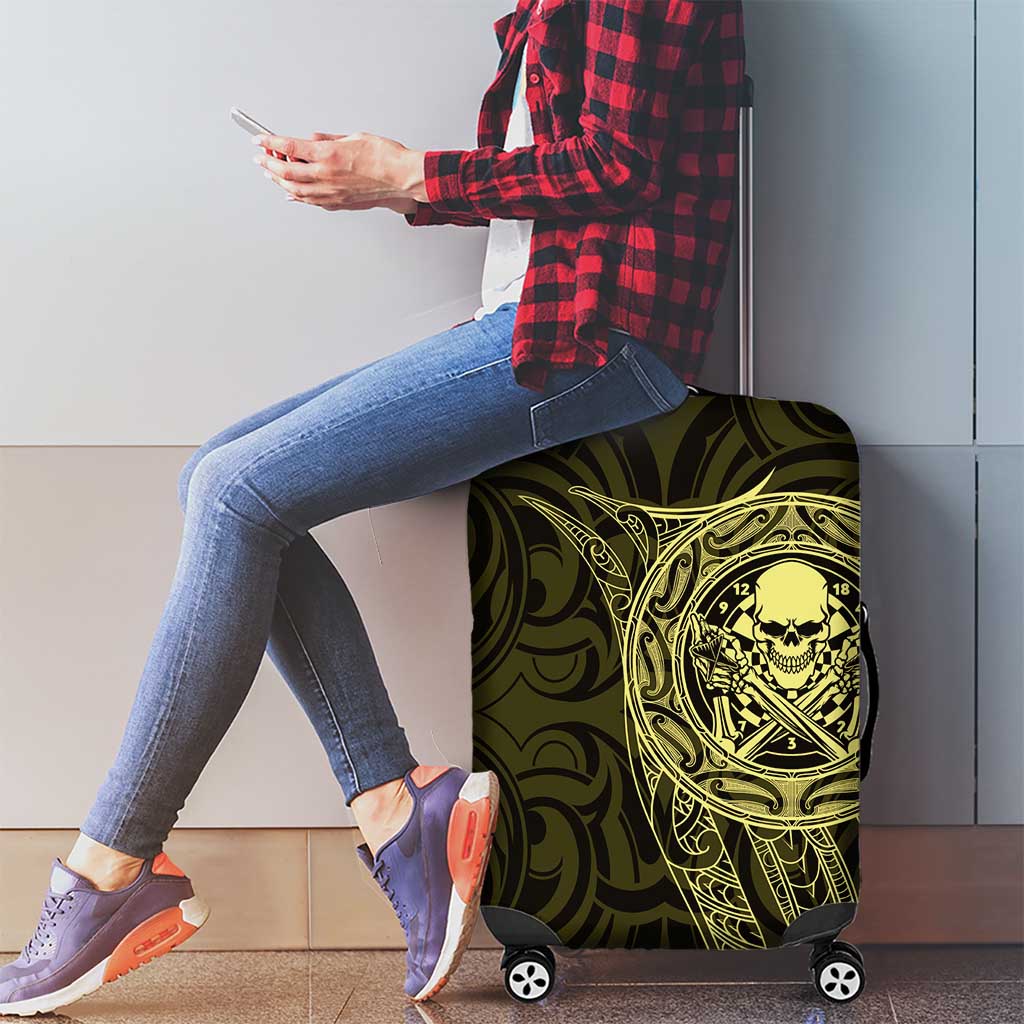 New Zealand Skull Darts Luggage Cover Aotearoa Maori Chest Tattoo Stylized Gold - Aussie Hoodie