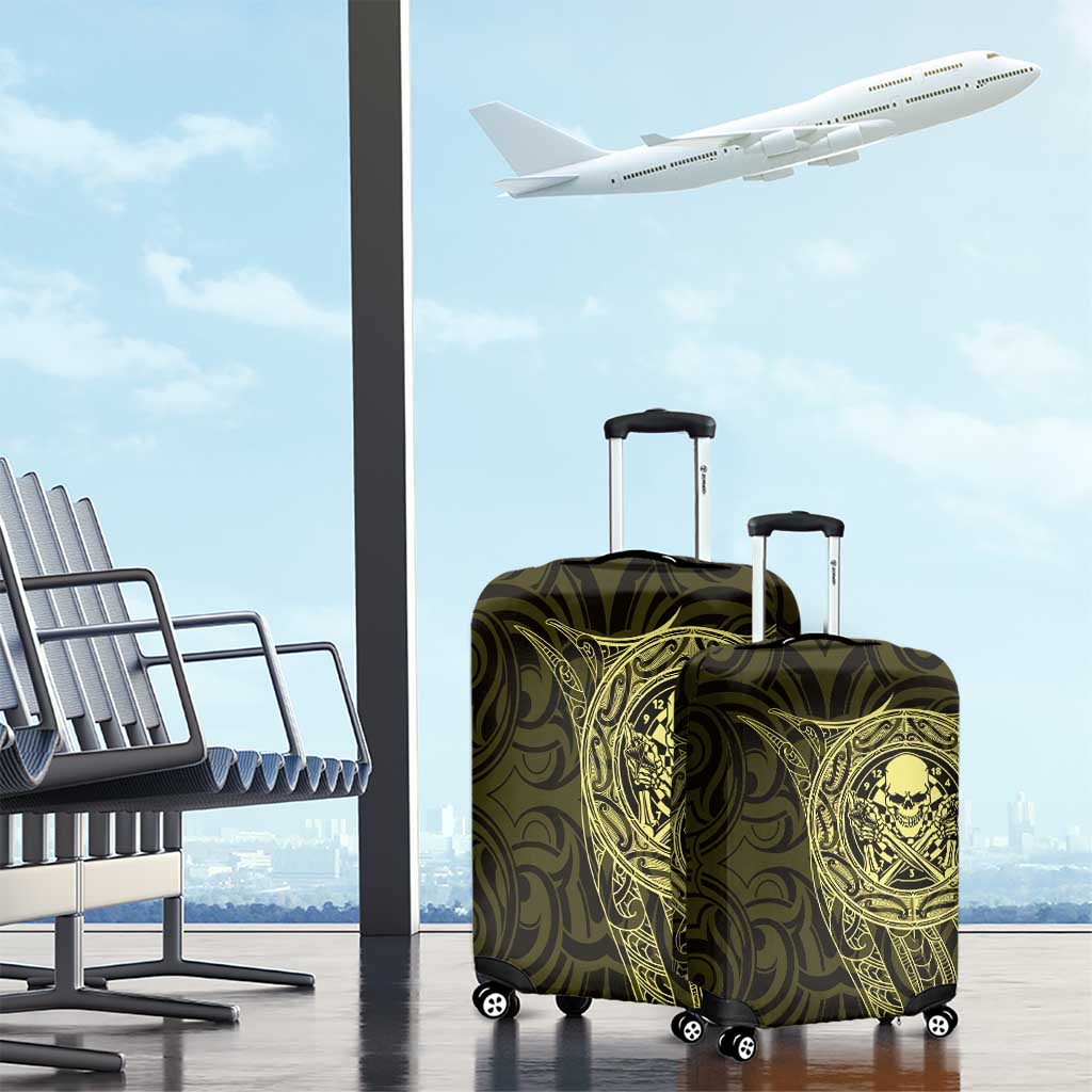 New Zealand Skull Darts Luggage Cover Aotearoa Maori Chest Tattoo Stylized Gold - Aussie Hoodie
