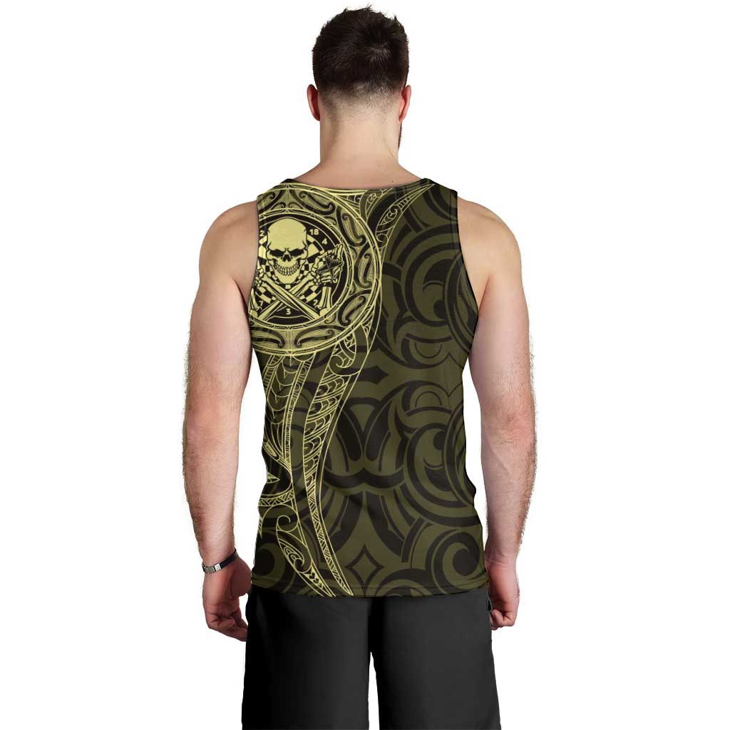 New Zealand Skull Darts Men Tank Top Aotearoa Maori Chest Tattoo Stylized Gold - Aussie Hoodie