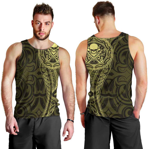 New Zealand Skull Darts Men Tank Top Aotearoa Maori Chest Tattoo Stylized Gold - Aussie Hoodie