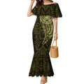 New Zealand Skull Darts Mermaid Dress Aotearoa Maori Chest Tattoo Stylized Gold - Aussie Hoodie