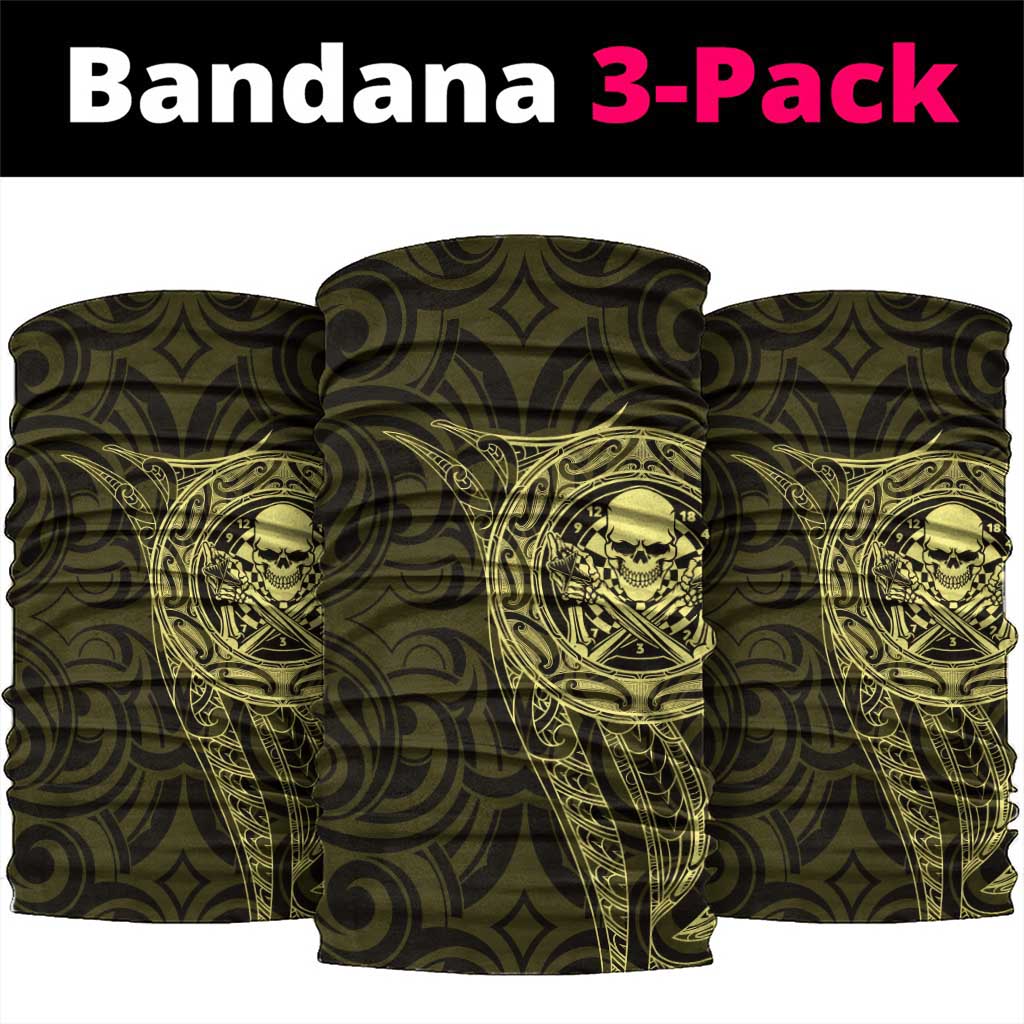 New Zealand Skull Darts Neck Gaiter Aotearoa Maori Chest Tattoo Stylized Gold - Aussie Hoodie