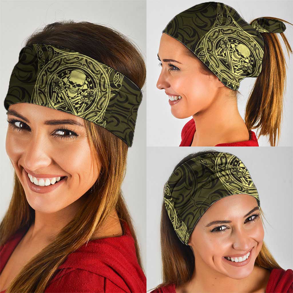 New Zealand Skull Darts Neck Gaiter Aotearoa Maori Chest Tattoo Stylized Gold - Aussie Hoodie