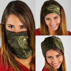 New Zealand Skull Darts Neck Gaiter Aotearoa Maori Chest Tattoo Stylized Gold - Aussie Hoodie