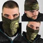 New Zealand Skull Darts Neck Gaiter Aotearoa Maori Chest Tattoo Stylized Gold - Aussie Hoodie