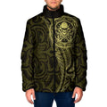 New Zealand Skull Darts Padded Jacket Aotearoa Maori Chest Tattoo Stylized Gold - Aussie Hoodie