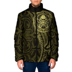 New Zealand Skull Darts Padded Jacket Aotearoa Maori Chest Tattoo Stylized Gold - Aussie Hoodie