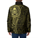 New Zealand Skull Darts Padded Jacket Aotearoa Maori Chest Tattoo Stylized Gold - Aussie Hoodie