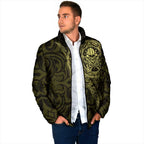 New Zealand Skull Darts Padded Jacket Aotearoa Maori Chest Tattoo Stylized Gold - Aussie Hoodie