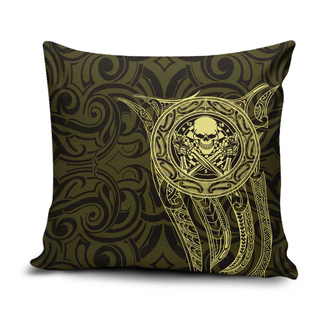 New Zealand Skull Darts Pillow Cover Aotearoa Maori Chest Tattoo Stylized Gold - Aussie Hoodie