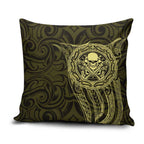 New Zealand Skull Darts Pillow Cover Aotearoa Maori Chest Tattoo Stylized Gold - Aussie Hoodie