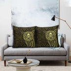 New Zealand Skull Darts Pillow Cover Aotearoa Maori Chest Tattoo Stylized Gold - Aussie Hoodie