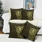 New Zealand Skull Darts Pillow Cover Aotearoa Maori Chest Tattoo Stylized Gold - Aussie Hoodie