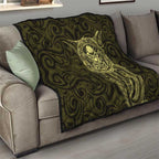 New Zealand Skull Darts Quilt Aotearoa Maori Chest Tattoo Stylized Gold - Aussie Hoodie