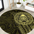 New Zealand Skull Darts Round Carpet Aotearoa Maori Chest Tattoo Stylized Gold - Aussie Hoodie