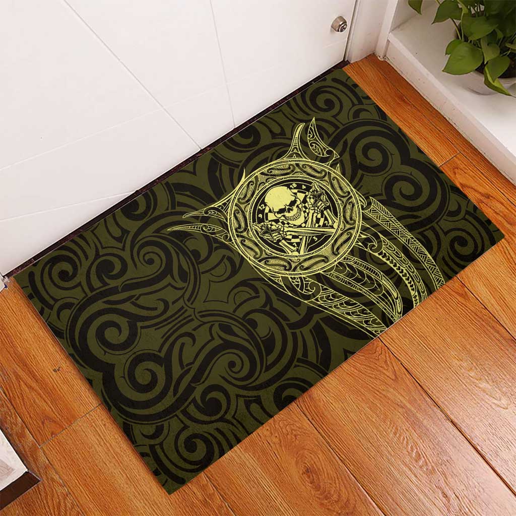 New Zealand Skull Darts Rubber Doormat Aotearoa Maori Chest Tattoo Stylized Gold - Aussie Hoodie