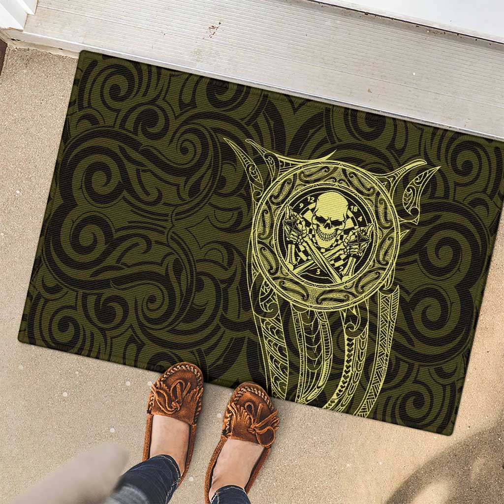 New Zealand Skull Darts Rubber Doormat Aotearoa Maori Chest Tattoo Stylized Gold - Aussie Hoodie