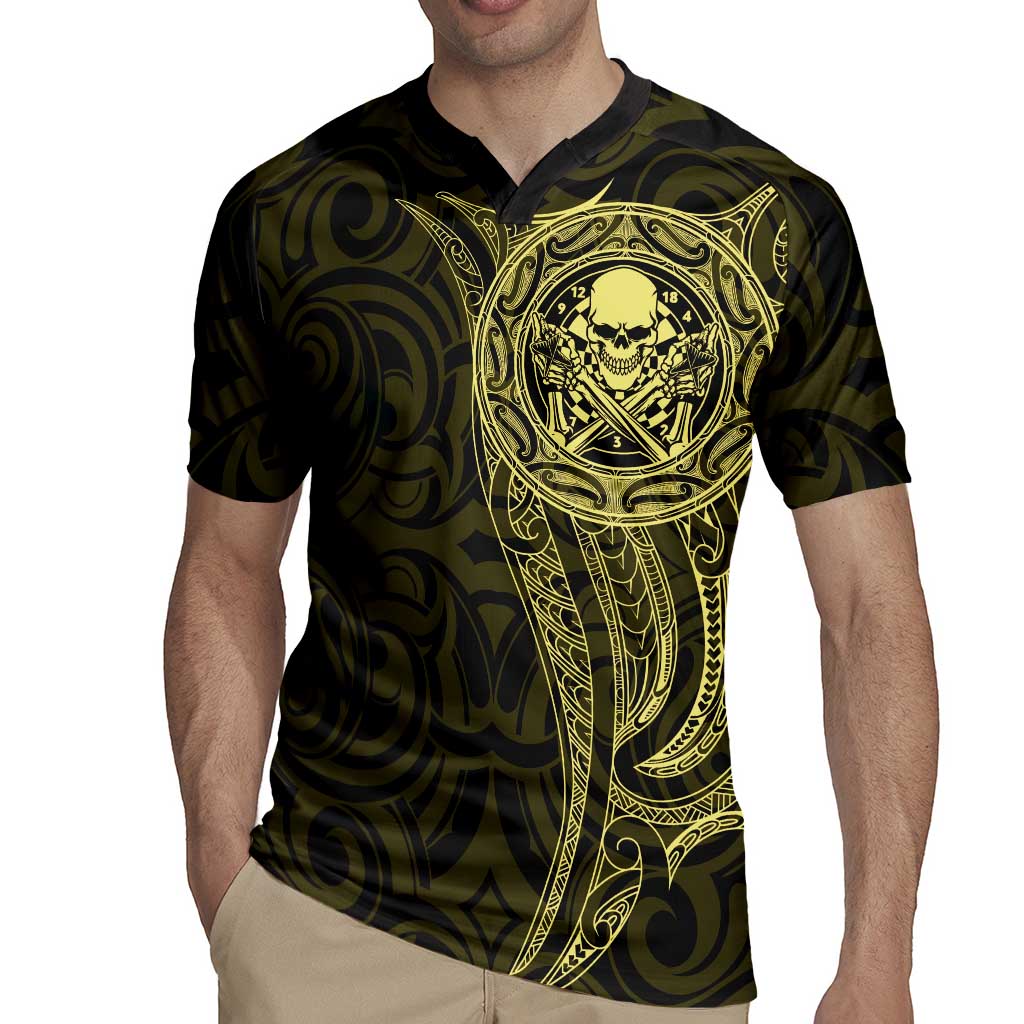 New Zealand Skull Darts Rugby Jersey Aotearoa Maori Chest Tattoo Stylized Gold - Aussie Hoodie