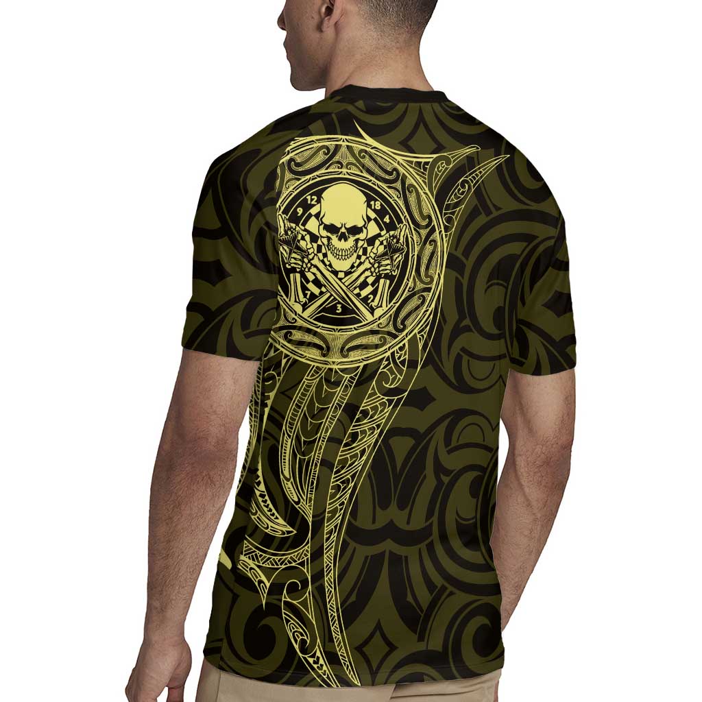 New Zealand Skull Darts Rugby Jersey Aotearoa Maori Chest Tattoo Stylized Gold - Aussie Hoodie