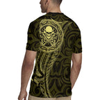 New Zealand Skull Darts Rugby Jersey Aotearoa Maori Chest Tattoo Stylized Gold - Aussie Hoodie