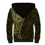 New Zealand Skull Darts Sherpa Hoodie Aotearoa Maori Chest Tattoo Stylized Gold - Aussie Hoodie