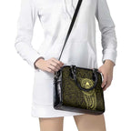New Zealand Skull Darts Shoulder Handbag Aotearoa Maori Chest Tattoo Stylized Gold - Aussie Hoodie