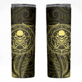 New Zealand Skull Darts Skinny Tumbler Aotearoa Maori Chest Tattoo Stylized Gold - Aussie Hoodie