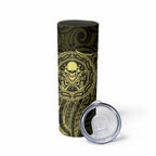 New Zealand Skull Darts Skinny Tumbler Aotearoa Maori Chest Tattoo Stylized Gold - Aussie Hoodie