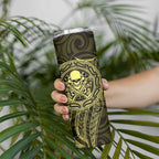 New Zealand Skull Darts Skinny Tumbler Aotearoa Maori Chest Tattoo Stylized Gold - Aussie Hoodie