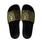 New Zealand Skull Darts Slide Sandals Aotearoa Maori Chest Tattoo Stylized Gold - Aussie Hoodie