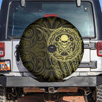 New Zealand Skull Darts Spare Tire Cover Aotearoa Maori Chest Tattoo Stylized Gold - Aussie Hoodie