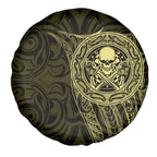 New Zealand Skull Darts Spare Tire Cover Aotearoa Maori Chest Tattoo Stylized Gold - Aussie Hoodie