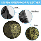 New Zealand Skull Darts Spare Tire Cover Aotearoa Maori Chest Tattoo Stylized Gold - Aussie Hoodie
