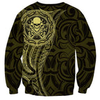 New Zealand Skull Darts Sweatshirt Aotearoa Maori Chest Tattoo Stylized Gold - Aussie Hoodie