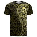 New Zealand Skull Darts T Shirt Aotearoa Maori Chest Tattoo Stylized Gold - Aussie Hoodie