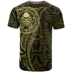 New Zealand Skull Darts T Shirt Aotearoa Maori Chest Tattoo Stylized Gold - Aussie Hoodie
