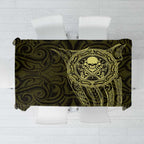 New Zealand Skull Darts Tablecloth Aotearoa Maori Chest Tattoo Stylized Gold - Aussie Hoodie